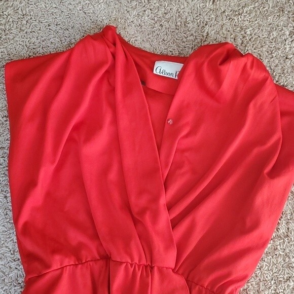 Vintage 70's Alison Peters Red Flutter Dress - Picture 7 of 8